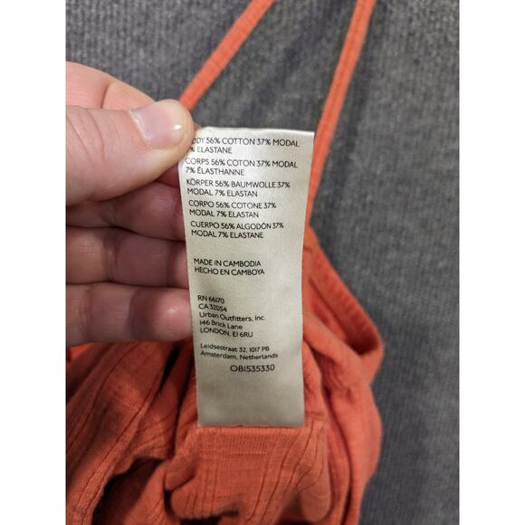 Anthropologie Pilcro Tank Top Womens Large Ruched Ribbed Coral Boho Cropped Rave - Picture 11 of 13